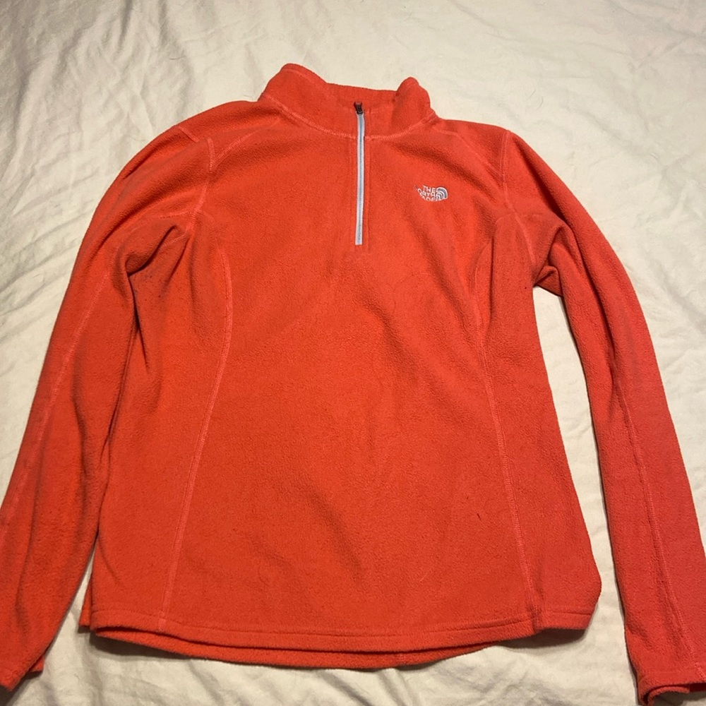 Orange North Face quarter zip